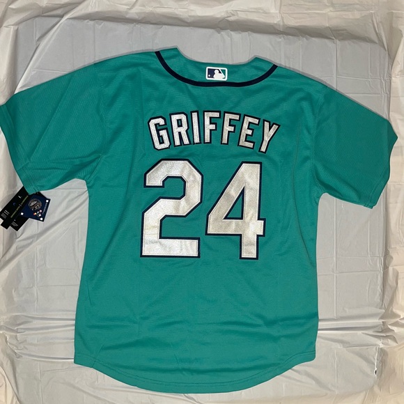 Majestic Ken Griffey Jr Seatle Mariners Aqua Jersey - Picture 4 of 5